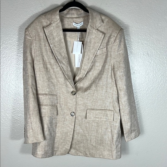 Shona Joy Oversized Linen Blazer in Sand - Picture 3 of 8